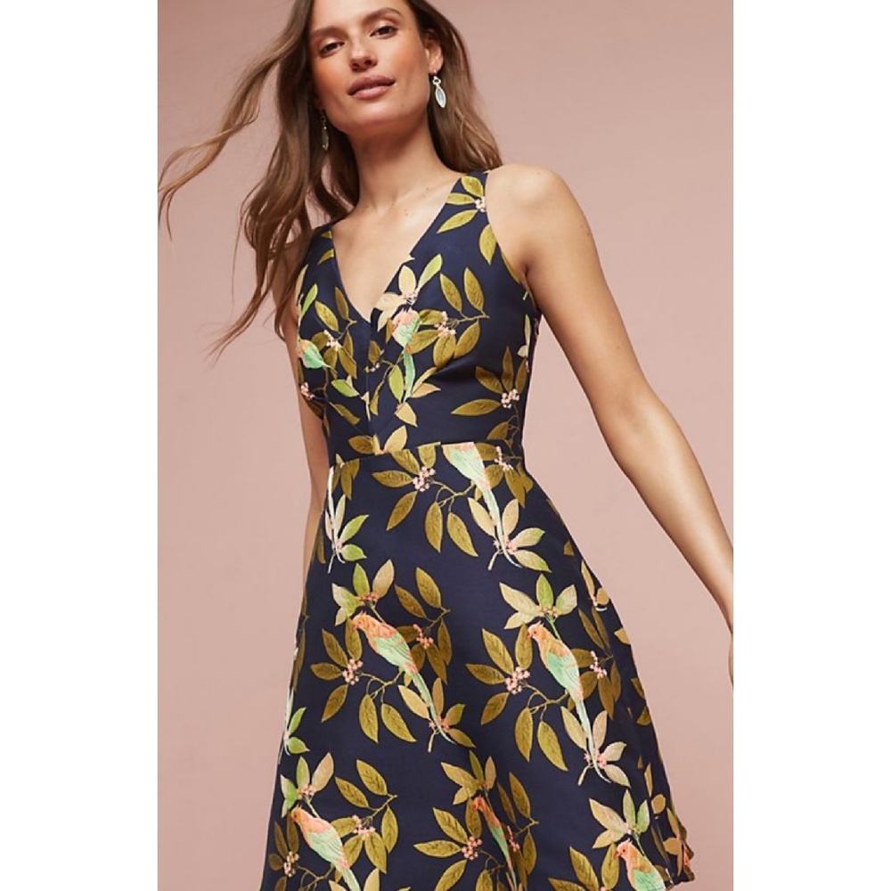Anthropologie Bird Jacquard Dress